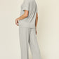 Double Take Full Size Round Neck Short Sleeve T-Shirt and Wide Leg Pants Set