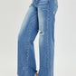 Risen Full Size High Rise Frayed Hem Wide Leg Jeans