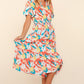 Haptics Full Size Tropical Floral Tiered Dress with Side Pockets