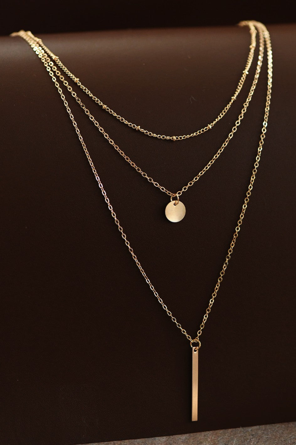 Bar and Disc Layered necklace