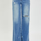 Risen Full Size High Rise Frayed Hem Wide Leg Jeans