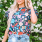 Printed Round Neck Short Sleeve Blouse