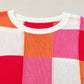 Color Block Round Neck Cap Sleeve Knit Top