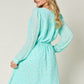 Double Take Full Size Printed Ruched V-Neck Long Sleeve Dress
