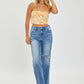 Risen Full Size High Rise Frayed Hem Wide Leg Jeans