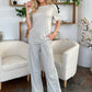 Double Take Full Size Round Neck Short Sleeve T-Shirt and Wide Leg Pants Set