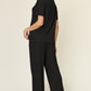 Double Take Full Size Round Neck Short Sleeve T-Shirt and Wide Leg Pants Set