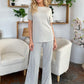 Double Take Full Size Round Neck Short Sleeve T-Shirt and Wide Leg Pants Set