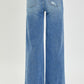 Risen Full Size High Rise Frayed Hem Wide Leg Jeans