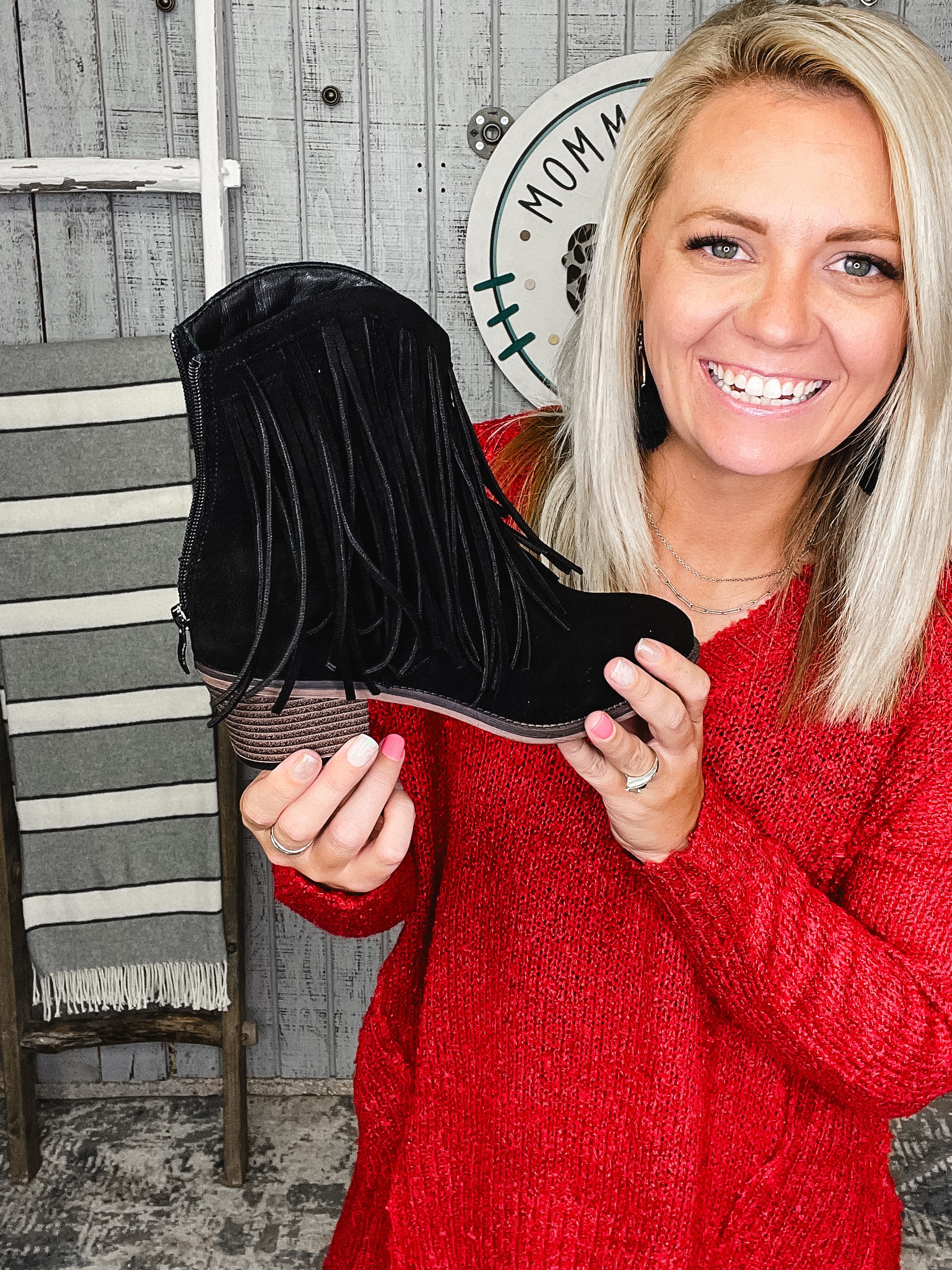 Black fringe ankle sales boots