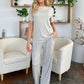 Double Take Full Size Round Neck Short Sleeve T-Shirt and Wide Leg Pants Set