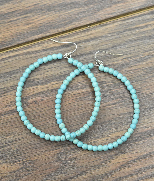Turquoise Circle Hoops - Large