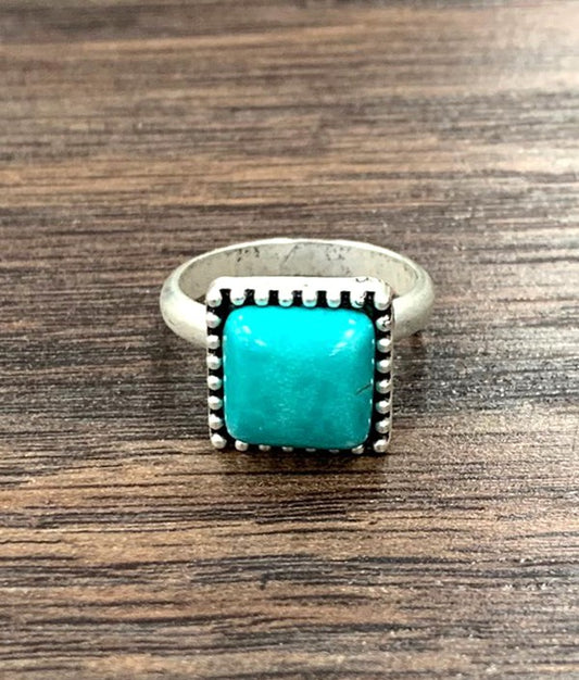 Square turquoise ring