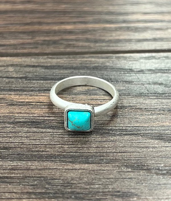 Petite Square Turquoise Ring