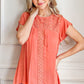 And The Why Lace Detail Ruffle Short Sleeve Blouse