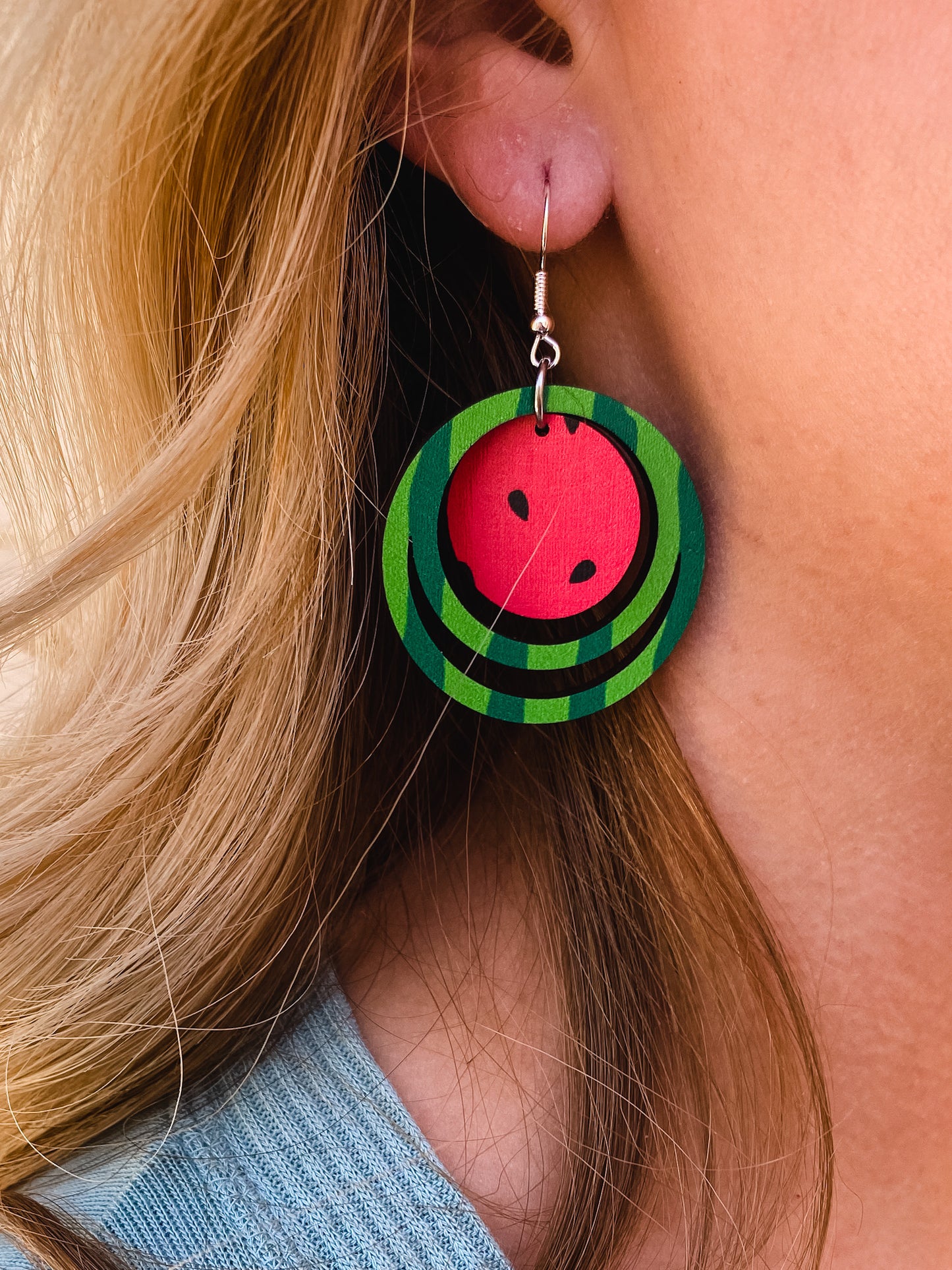 Watermelon Wood Earrings
