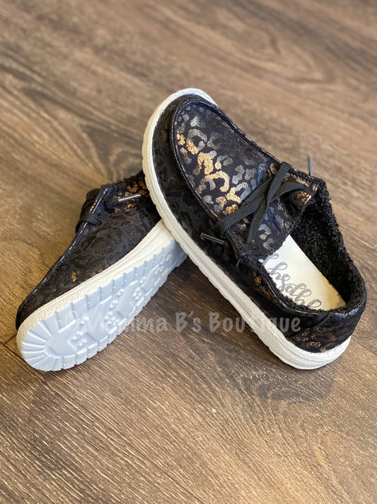 Metallic Black Leopard Sneakers