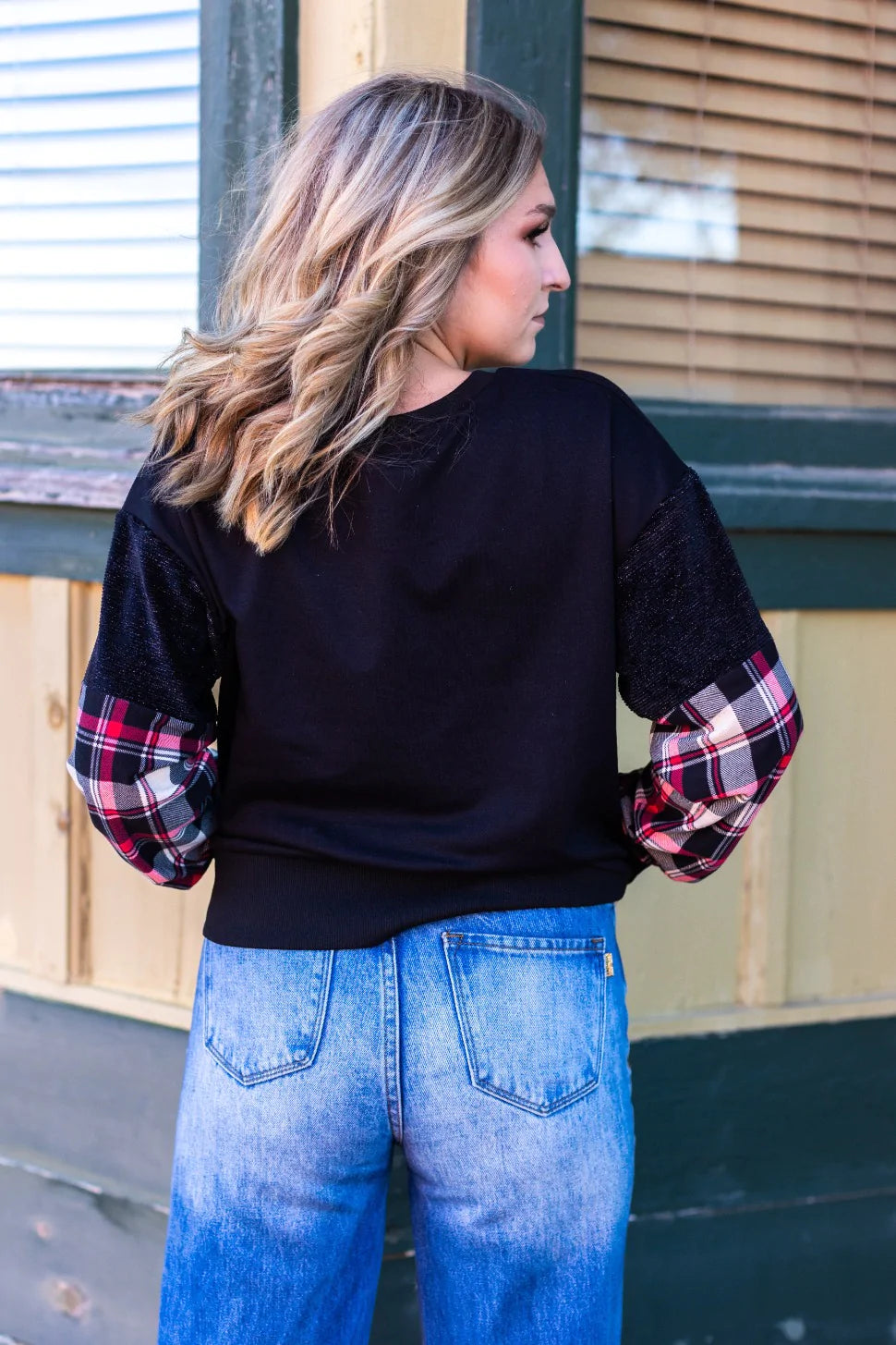 Pretty in Plaid Shimmery Top