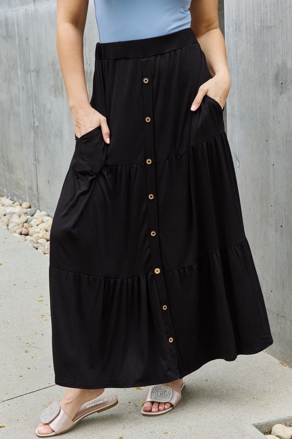 So Easy solid black Maxi Skirt