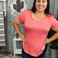 Coral Lainee Striped Tee