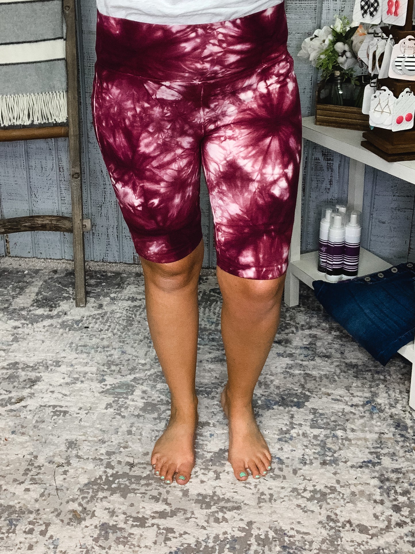 Josie Biker Shorts Berry Tie Dye
