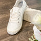 White Slip On Sneaker with Stripe Detail