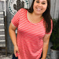 Coral Lainee Striped Tee