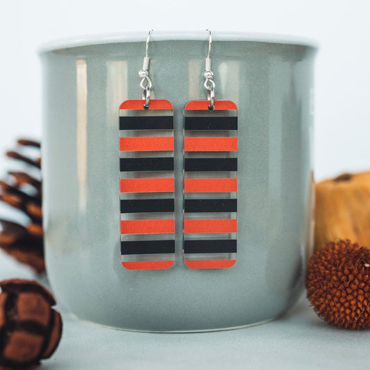 Black and orange stripe Earring