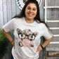 Bubblegum cow with glasses graphic tee