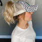 Gray Leopard Pony Tail Hat